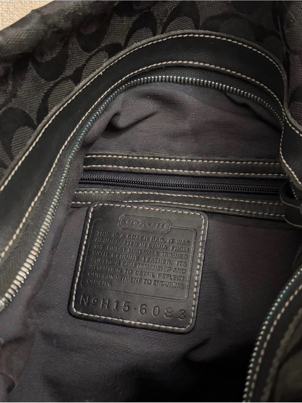 Coach Black Signature Print Hobo Bag